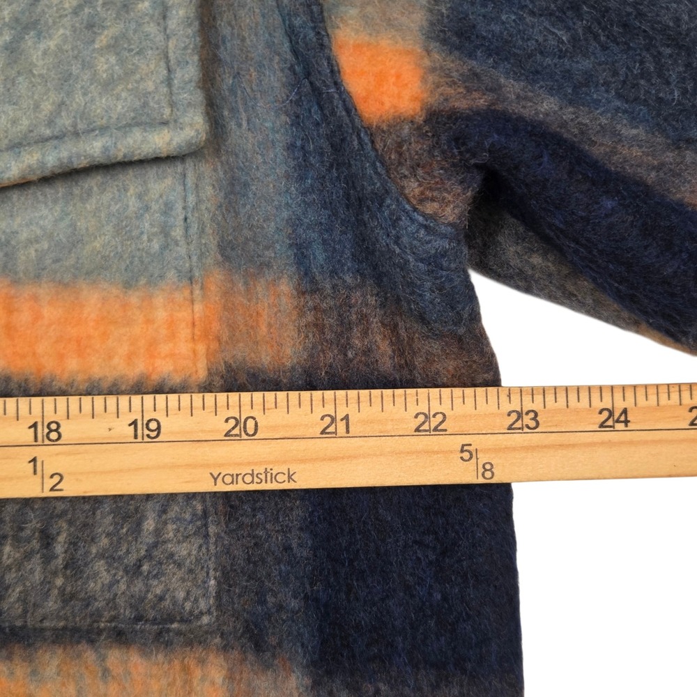 Faherty Plaid Shirt Jacket Womens M Blue Orange Wool Blend Shacket WJK2111-SST - Picture 7 of 8